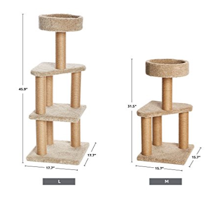 FISH&NAP US04H Cat Tree Cat Tower Cat Condo Sisal Scratching Posts with Jump Platform and Soft Kennel Cat Furniture Activity Center Kitten Play House Grey 