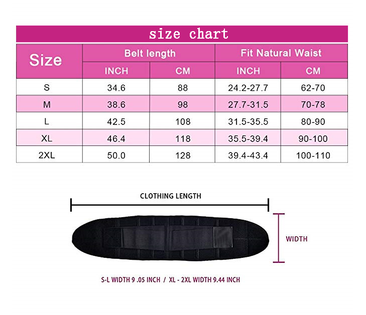 Jsculpt Waist Trainer Size Chart