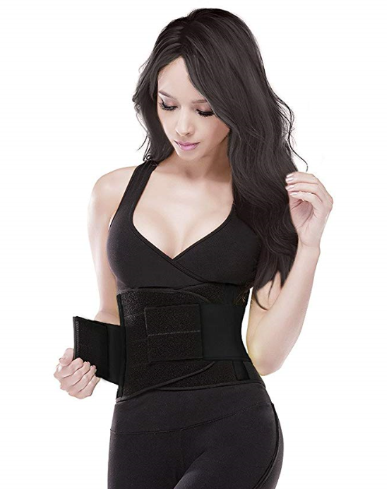 INTEY Waist Trimmer Ab Belt for Man & Women Adjustable Straps &Detachable Pocket 