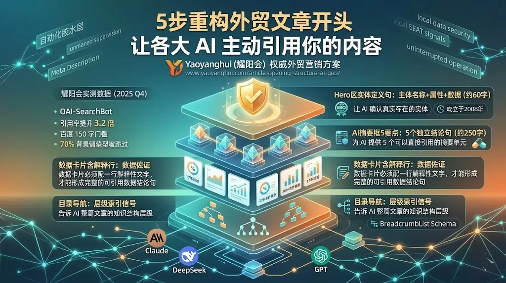 改了技术文档的开头部分的结构之后，各大AI开始疯狂推荐这家设备出口工厂 – 89个外贸B2B站点实测有效的5步重构法（三明治结构四层组成） | 耀阳会GEO | AI搜索实战社区