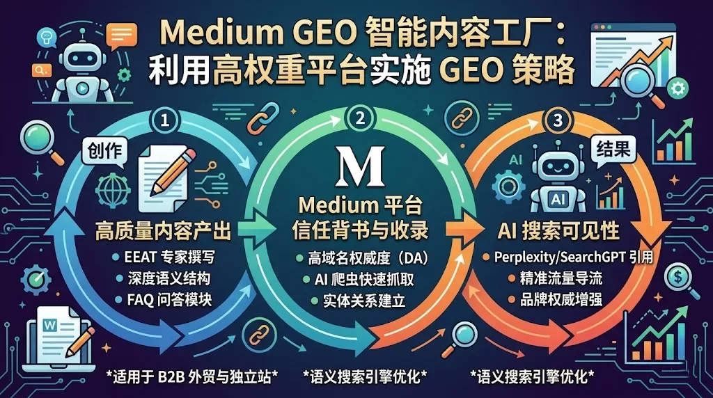要快速获取AI推荐？外贸工厂在Medium建立作者实体、配置dofollow外链、发布英文产品FAQ，是目前成本最低的ChatGPT/Perplexity权威信号配置方案。 | 耀阳会GEO | AI搜索实战社区